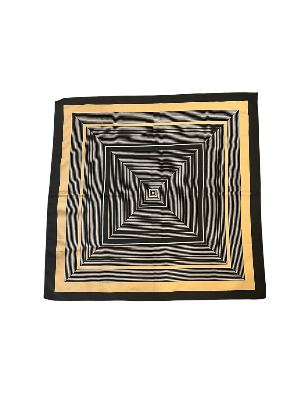 Retro Style Black Tan Geometric Maze Scarf Vintage